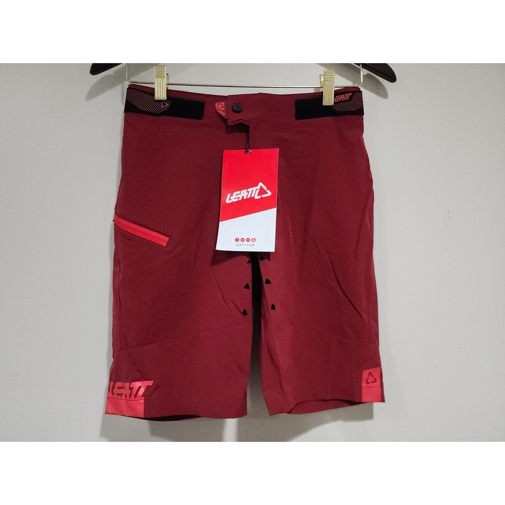 Leatt Bicycle Shorts DBX 1.0 Mens XS Ruby Red Stretch Water Repellent Athleisure